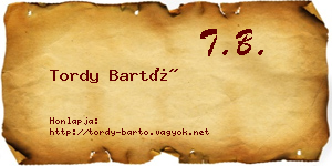Tordy Bartó névjegykártya